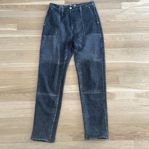 Rag & Bone Miramar Faux Denim Women Sweats Size M Black Cargo Pant